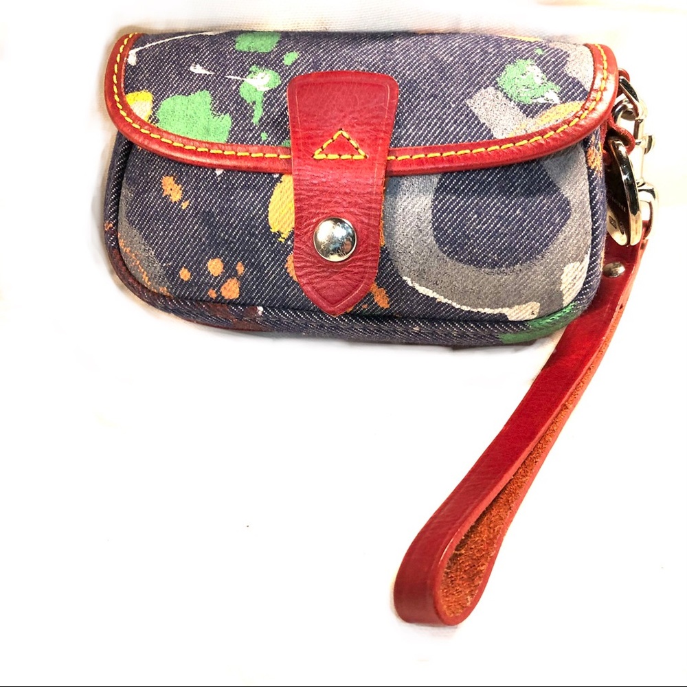 Dooney & Bourke Denim Graffiti  Painted Wristlet